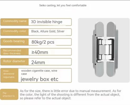 Peso pesante 80kg Max Load Invizibile Staglio Inossidabile Setta Staglio 3D